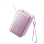 Anker Nano Portable Charger, 10,000mAh 45W Max Compact Power Bank, Travel Essential Phone Battery Pack with 2.3 ft InstaCord Retractable Cable for iPhone 17/16 Series, iPad, Galaxy, and More (Pink)
