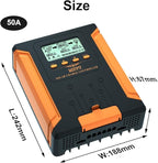 iSunergy 50A 180V MPPT Solar Charge Controller 12V/24V/36V/48V Auto, Heat-Dissipating Metal Housing, Dual Fans, and LCD Display, for LiFePO4, Gel, Lithium, SLD, FLD, and Ternary Battery