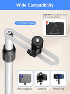 suptek 63.9” Extendable Projector Stand Against Wall Hidden Stand, 360°Swivel, Height Adjustable, Mini Projector Mount Bracket, Compatible with Home Office Video Vlog DVR Camera, PR001FPLW