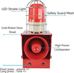 EOKHEOY Alarm Siren Waterproof Indoor/Outdoor Security Emergency Adjustable 130dB Loudest Sirens with Beacon Light Protective Net Plug for Factory, Office, Warehouse, School AC110-120V