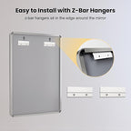 LOAAO 40X32 Inch Brushed Nickel Bathroom Mirror, Rounded Rectangle Silver Metal Frame Mirror, Brushed Nickel, Anti-Rust, Shatter Proof, Hangs Horizontally or Vertically