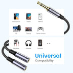MOSWAG Headphone Splitter for 2 TRRS Headphones, 3.5mm Male to 2 Female Audio Jack Splitter Adapter Compatible with Two Headsets or Microphones to Pc, Laptop, Smartphones, Ps4, Ps5