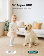 CAMSTRO 3K Indoor Security Camera,360°PTZ Home Baby/Pet Monitor,Auto Tracking,5MP Night Vision,2.4/5GHz WiFi,Motion & Sound Detection,2-Way Audio,SD Card/Cloud Storage,Works with Alexa,No Monthly Fee