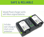 Wasabi Power Battery 2-Pack and Dual Charger for Nikon EN-EL18d, MH-33, Z9, D4, D5, D6, D850 (with adapters/Grips)