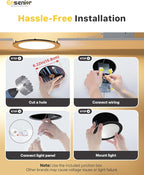 Ensenior 12 Pack 6 Inch LED Recessed Ceiling Light Black, Dimmable, 2700K-5000K 5CCT, 1200LM 12W 120V, High Brightness Canless Wafer Downlight - ETL&FCC&IC