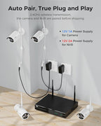 [100ft] Hiseeu Wireless WiFi Security Camera System, Wired Plug-in Powered, Expandable 16CH 4K NVR, 4Pcs 3MP Night Vision Cameras Home Surveillance Outdoor, Motion Detection, 1TB HDD, One-Way Audio