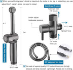 Handheld Bidet Toilet Sprayer, Black Bidet Spray for Toilet, Cloth Diaper Sprayer with Backflow Preventer, Adjustable Water Pressure Brass Hand Held Spray Attachment