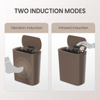 Cesun Motion Sensor Trash Can, 5 Gallon Automatic Bathroom Garbage Can with Lid, Touchless Smart Plastic Slim Wastebasket for Bathroom, Office, rv, Bedroom, Living Room, Brown