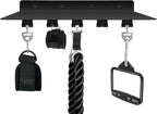 RIMLUFE fit for Tonal Accessories Shelf Organizer Gym Storage Rack Wall Shelves with Hooks, Floating Shelves Black Gym Equipment Storage Wall Decor for Home Gym T Lock Adapter Organizing