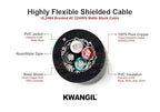 KWANGIL 4C 22AWG AMSB Shielded Cable Wire (UL2464) - Highly Flexible Str TC, PVC Ins, OS+TC BRD, PVC JKT for CNC Machine, Stepper Motor, VFD Spindle (Matte Black 50FT)