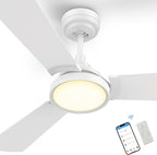 SMAAIR 52 Inch Smart Wifi Ceiling Fans with Dimmable LED Lights and Remote, Compatible with Alexa/Google Home/Siri/APP, Outdoor DC Fans with 10 Speeds, Timer/Schedule,White
