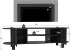 ZOSQUARE 65 Inch TV Stand for Up to 75 inch TVs, Fluted Entertainment Center with Adjustable Shelve, Curved Round Corner TV Console Table with Storage Cabinet for Living Room, Bed Room (Black)