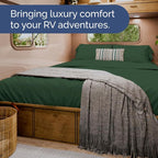 RV Short Queen Sheet Set 60 X 75 - 4 Piece RV Short Queen Bed Sheets - Soft, Breathable & Cooling - Designed for Bunks, Trailers & Campers - Fits 8” to 12" Mattress - Luxury Bedding - Emerald Green