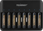 Tenergy TN477U 8-Bay Fast Charger with 8 Pack AA Premium Pro Rechargeable Batteries