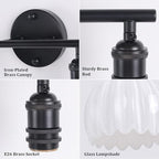 Shenmoyl Bathroom Light Fixtures, 2-Light Black Vanity Wall Light Over Mirror with White Tulip Glass Shade for Bedroom Living Room (Bulb Not Included)