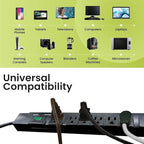 GoGreen Power Inc. (G-17636BK-2) 7 Outlet Surge Protector, 6FT Cord, Black, 2 Pack