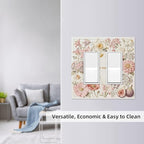 Bvtewkhz Floral Plant Watercolor Flowers 2 Gang Double Toggle Decorative Outlet Covers Light Switch Plate Electrical Receptacle Switchplate For Bathroom Kitchen Bedroom