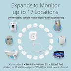 D-Link Next-Gen WiFi Water Leak Detector Starter Kit with 2 sensors—Loud 100 dB Sound Alarm—App Alert—LED Strobe Light—No Hub Required—Works with Google—1000ft Ultra-Long Range—Expandable (SW-A11KT)