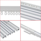 Lemoeyes Electric Curtain Track, Retractable Motorized Curtains Rod From 7-13.78ft, Automatic Curtain Opener with controller/Voice Control, Smart Curtains System for I-Rrail and U-Rail (For 7-13.78ft)