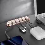 AHASTYLE Cable Organizer Holder 5 Slots Desktop Cord Wire Clips Keeper for Organizing USB Cable/Power Cord/Wire Home Office and Car (Pink)