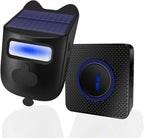 HoneTeek Solar Driveway Alarm, Wireless 600ft Range Driveway Motion Sensor Alarm Weatherproof, Weather Resistant Motion Sensor & Detector Outdoor, Home Security Alert System-1 Sensor & 1 Doorbell