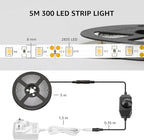 Lepro LED Strip Light White, 16.4Ft Dimmable Vanity Lights, 3000K Super Bright LED Tape Lights, 300 LEDs SMD 2835, Strong 3M Adhesive, Suitable for Home, Kitchen, Under Cabinet, Bedroom, Warm White