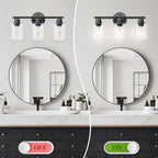 Guliaofo 3-Light Black Vanity Lights, E26 Modern Bathroom Light Fixtures with Clear Glass Shade, Wall Lamps for Mirror Kitchen Hallway Cabinet Living Room Sconces Lights