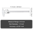 HDLNKAK Dial Caliper Shockproof Dial Caliper Precision Caliper with Watch 0-9" Range, 0.001” Resolution 6 Inch with 0.001" Precision Calipers 4-Way Measurement with Plastic Case