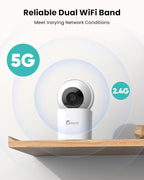 CAMSTRO 3K Indoor Security Camera 2 Pack, 360° Pan/Tilt WiFi Camera for Home Security, 2.4/5GHz Pet/Dog/Baby Camera with Phone App, Night Vision, Two-Way Audio, 24/7 SD/Cloud Storage, Works with Alexa