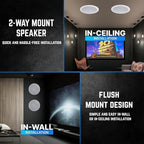 Vaiyer Home Audio Sound System Kit - 2000 W Bluetooth Amplifier w/ 12 Qty of 5.25" Framed Ceiling Speakers 175 W Each, 6-Ch Speaker Selector w/Volume Control, 500 ft Speaker Wire & Remote