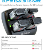 Tenergy TN294 4 Bay 9V Li-ion Battery Charger and 8 Pack 9V 600mAh Li-ion Rechargeable Battery