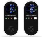 2 Packs Combination Natural Gas & Carbon Monoxide Detector,Koabbit 4-in-1 Explosive Gas & Carbon Monoxide Alarm with Temperature(°F) & Humidity for Home,RV,Hotel,Apartment