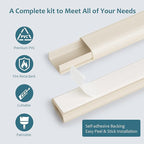 Cable Hider Raceway Kit, 68in Wire Hiders for TV on Wall, Paintable Cord Cover Channel, Cord Hider for Wall Mounted TV in Home Office, 4X L17in X W0.95in X H0.47in, Beige