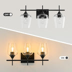 VONLUCE Bathroom Vanity Light, 3 Light Bathroom Light Fixture Over Mirror, Bathroom Wall Lamp with Clear Glass, Modern Black Vanity Lighting fixtures for Bathroom, Bedroom, Hallway