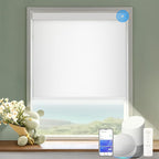 COOLWINDS Motorized Blinds with Remote Cordless Automatic Motorized Shades Custom Blinds for Windows Smart Curtains Compatible with Alexa Google Home(Blackout Ivory White,W24 x H72in)
