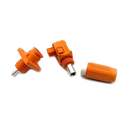 450A Battery Energy Storage Connector, 185mm² High Current Connectors IP67 Waterproof Stud Wiring Power Adapter Quick Plug Terminal Right Angle Plug and Socket （1500V Orange)