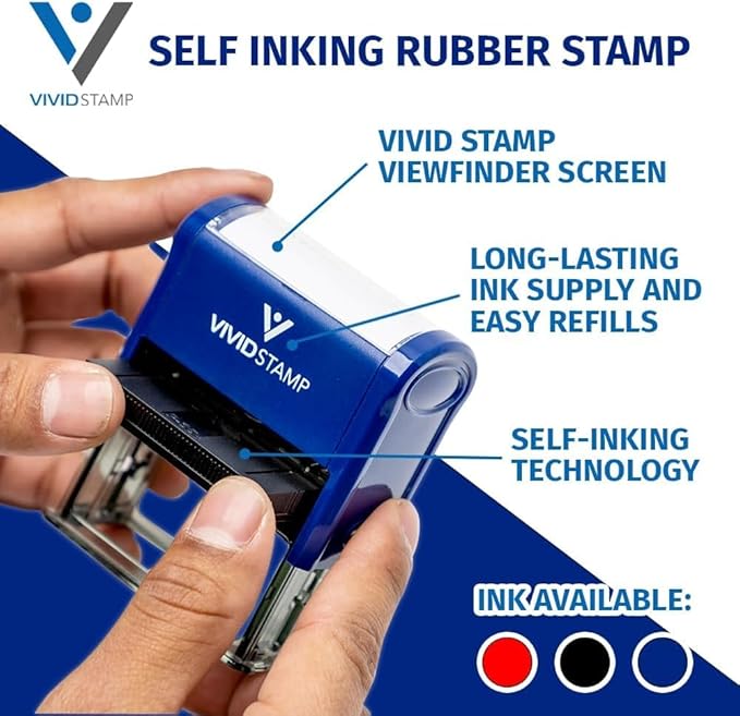 Basic Closed Self Inking Rubber Stamp (Blue Ink) - Medium