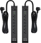 2 Pack Surge Protector Power Strip with 6 Outlets 4 USB Ports (2 USB C) 5-Foot Extension Cord Flat Plug 900 Joules 15A Circuit Breaker Wall Mount Desk USB Charging Station for Home Office