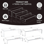Blaithom Acrylic Display Riser Stand,8Pcs 12'' Length Tier Display Stands, Thickened to 0.2''(5mm) Acrylic Shelf Risers for Perfume Display,Risers for Buffet Table,Cupcake Stand,Pop Figurines,Tumbler,Food