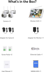 VORGUT Wireless Security Camera System with 10" LCD Monitor, 2PCS 3MP PTZ Outdoor Camera for Home Surveillance, 10CH NVR with 500G HDD,Auto Tracking,Human Detection,Color Night Vision,No Monthly Fee