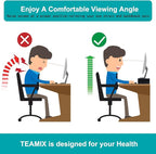 TEAMIX 20 Inch Monitor Stand Riser, Wooden Desktop Riser for TV/PC/Laptop/Printer, Cozy Monitor Riser with Storage, Laptop Shelf for Home Office