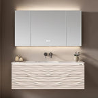 40IN Bathroom Vanity - Smart Defogging Mirror Cabinet | Waterproofing Technology & Wave Shaped Door Panel, Floating Bathroom Vanities with Large Storage Space (Mirror Cabinet)