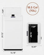 TLSUNNY 18.5 Gallon Motion Sensor Trash Can,Touchless Automatic Garbage Can,Brushed Stainless Steel Smart Bin,with Bag Holder,Soft Close Lid,for Kitchen,Office,RV,Bedroom,Living Room (White, 70L)
