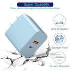 USB C Wall Charger Block, 3Pack 20W Dual Port PD Fast iPhone 16/15 Charger USB C Wall Charger Adapter + USB A Quick Charging Brick Plug for iPhone 15/14/13/12/11/Pro Max/Plus/XS/XR/X,iPad,AirPods-Blue