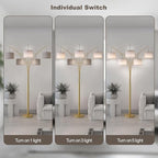 Fansdrick Gold Floor Lamps for Living Room, 4000LM Super Bright Arc Floor Lamp with Remote Control, Large Tall Floor Lamps with Stepless Dimmable, 80" Mid Century Tree Floor Lamp for Bedroom, Office