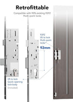 Blusafe Electronic Smart Door Lock Fingerprint Door Lock with Keypad，Smart Lock for Front Door Children Proof IC Card, App Control & Mechanical Key 40–90mm Multipoint Locks(OS Frosted Silver)