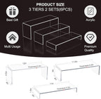 Blaithom Acrylic Display Riser Stand,6Pcs 12'' Length Tier Display Stands, Thickened to 0.2''(5mm) Acrylic Shelf Risers for Perfume Display,Risers for Buffet Table,Cupcake Stand,Pop Figurines,Tumbler,Food