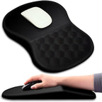 KUOSGM Mouse Pad Wrist Support, Ergonomic Mouse Pad with Massage Dot, Comfortable Computer Mouse Pad for Laptop, Wrist Rest Pain Relief Mousepad with Non-Slip PU Base for Office & Home, 12 x 8 in