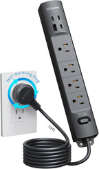 TROND 360° Rotating Plug Surge Protector, Power Strip with USB Ports, 3 USB C and 1 USB A, 1440 Joules, ETL Listed, 1625W, Wall Outlet Extender, 10ft Extension Cord for Home Office Dorm, Black