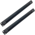 Jingchengmei 2 Pack-1U Brush Panel 19-inch Rack Mount Disassembled Cable Management Panel with Brush for Cable Entry in 19" Server Rack or Cabinet Black (BF01UAB2PC)